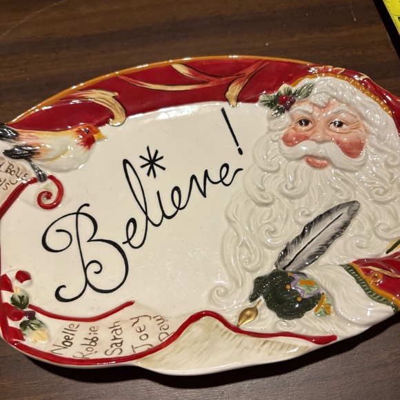 Fitz and Floyd Santa 'Believe' Plate - Red and White - Picture 2 of 6